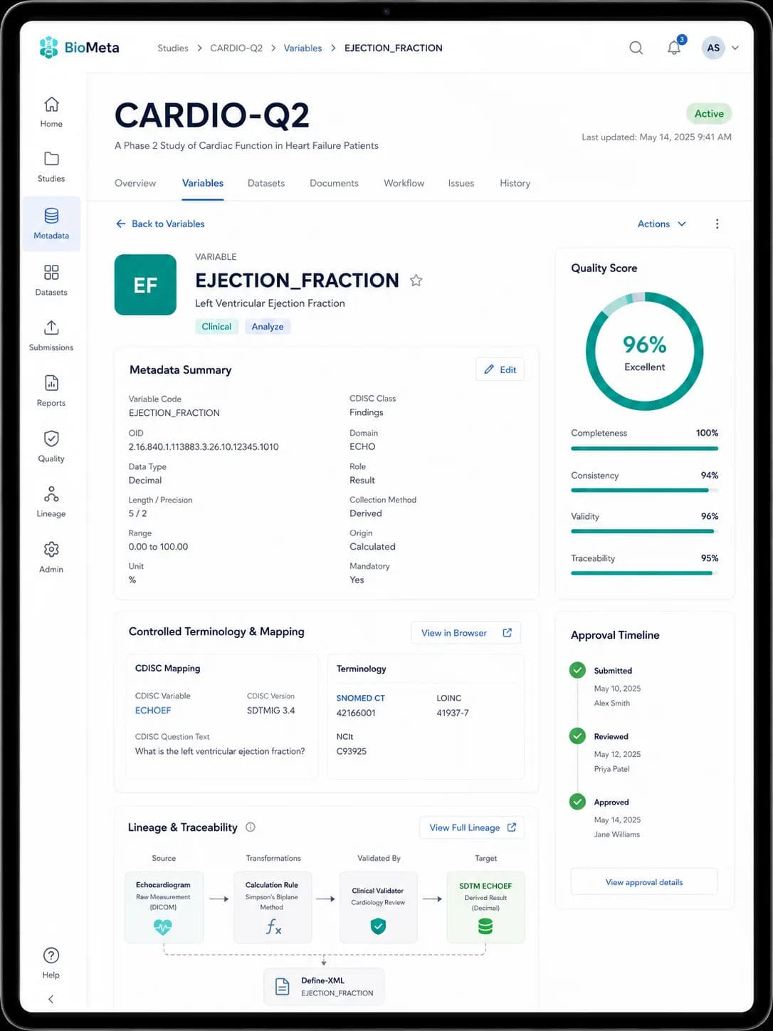 Clinical metadata review